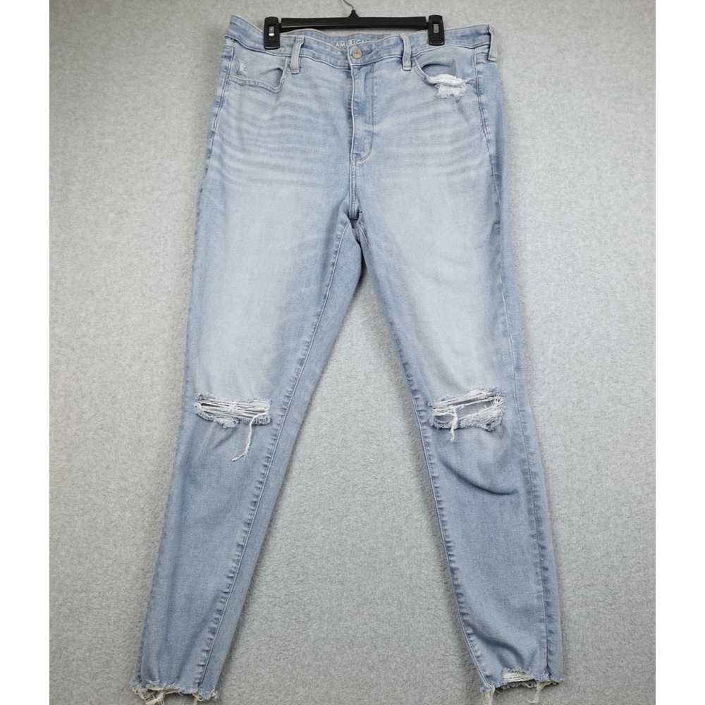 American Eagle Ripped Jeans Super High Rise Jeggings Next Level Stretch 18 Long